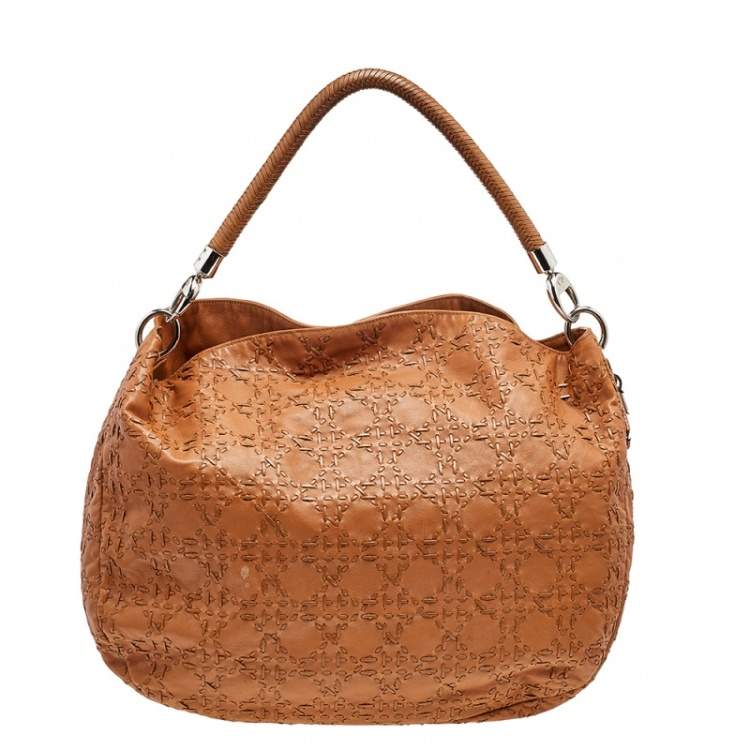 Pre Owned Dior Caramel Cannage Stitched Leather Lady Dior Hobo