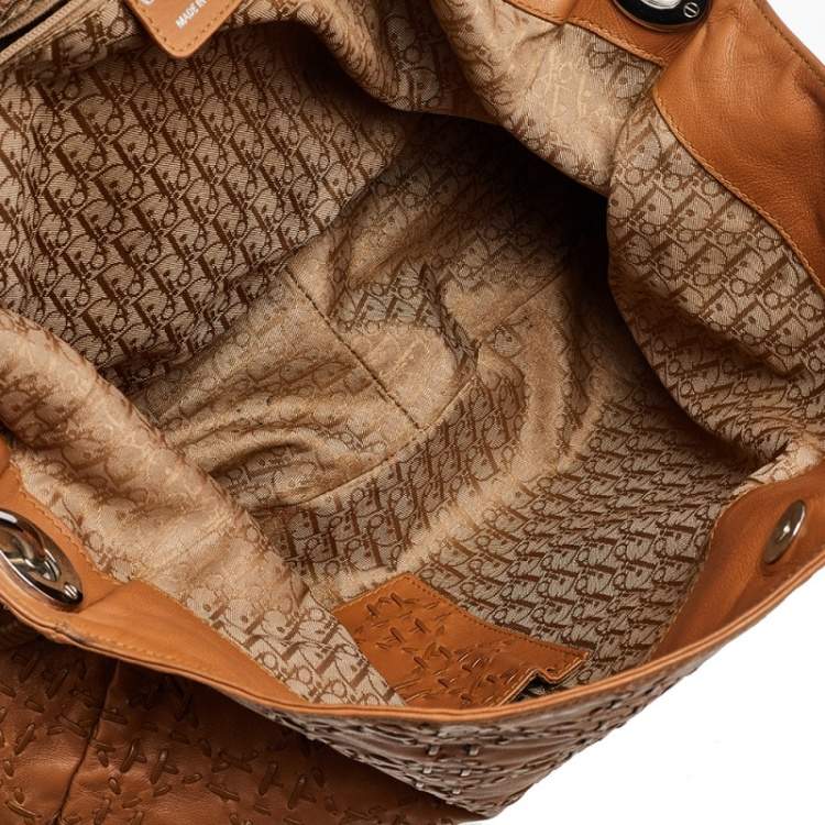 Pre Owned Dior Caramel Cannage Stitched Leather Lady Dior Hobo