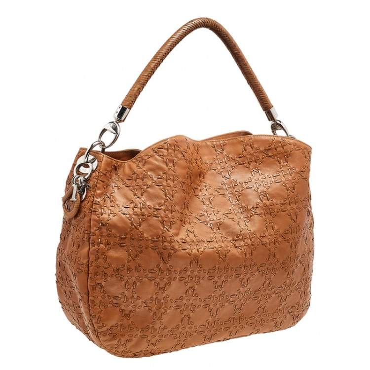 Pre Owned Dior Caramel Cannage Stitched Leather Lady Dior Hobo