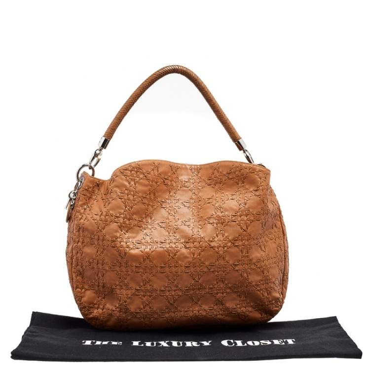 Pre Owned Dior Caramel Cannage Stitched Leather Lady Dior Hobo