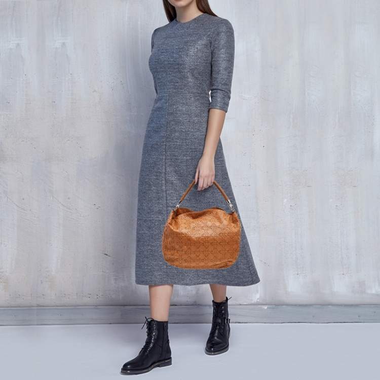 Pre Owned Dior Caramel Cannage Stitched Leather Lady Dior Hobo