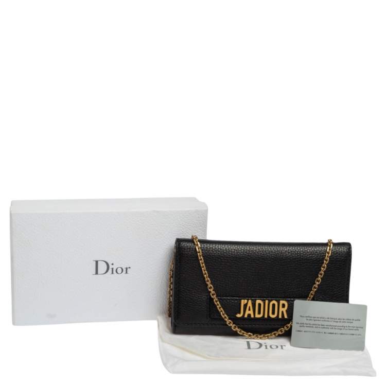 Pre Owned Dior Black Leather J'Adior Croisiere Wallet on Chain