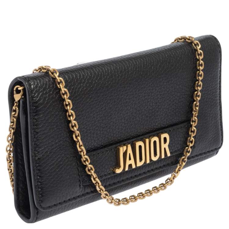 Pre Owned Dior Black Leather J'Adior Croisiere Wallet on Chain