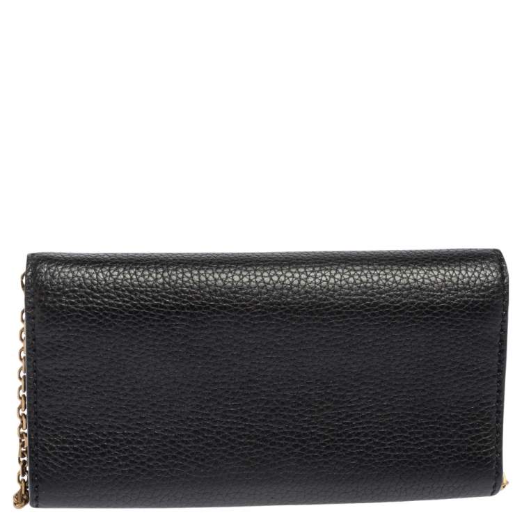 Pre Owned Dior Black Leather J'Adior Croisiere Wallet on Chain