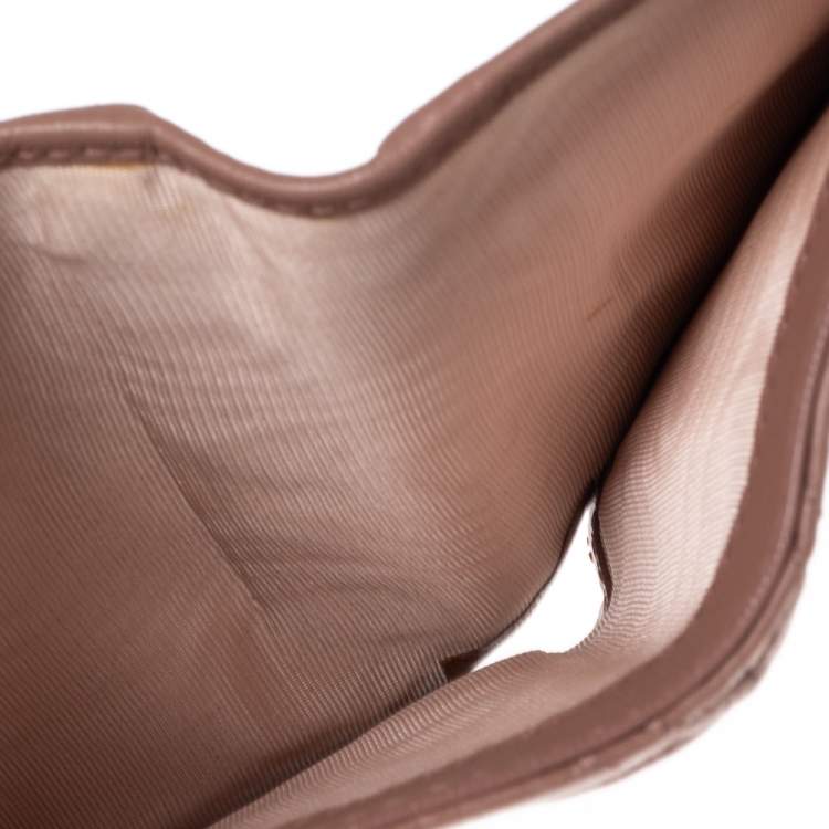 Pre Owned Dior Old Rose Leather Diorama Trifold Wallet