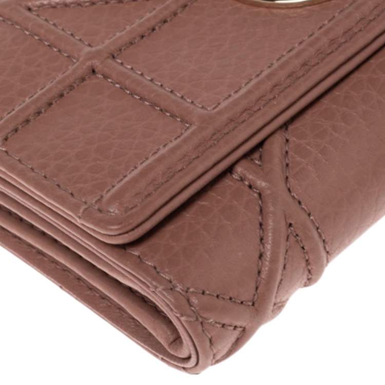Pre Owned Dior Old Rose Leather Diorama Trifold Wallet