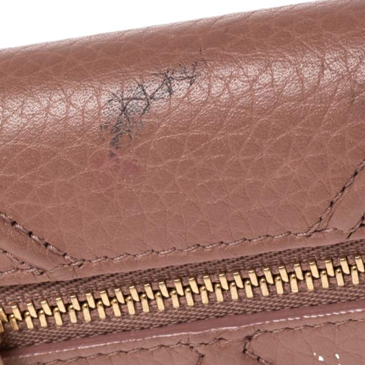 Pre Owned Dior Old Rose Leather Diorama Trifold Wallet