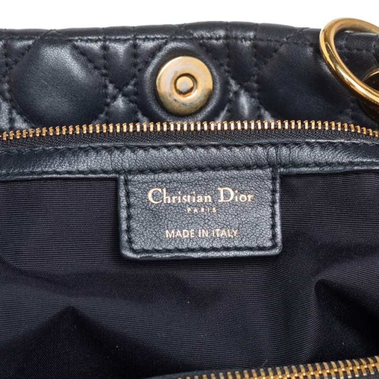 Pre Owned Dior Black Cannage Leather Soft Lady Dior Shopper Tote