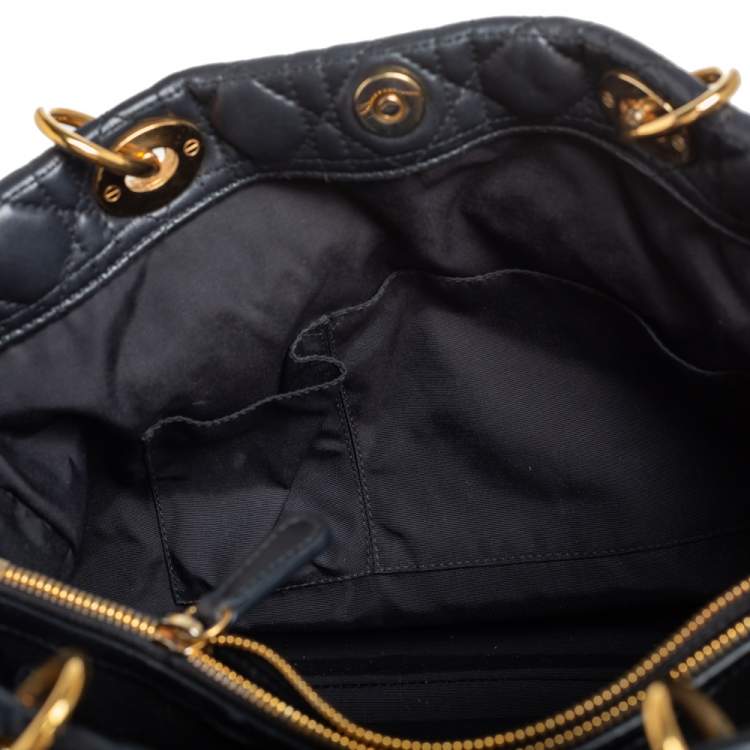 Pre Owned Dior Black Cannage Leather Soft Lady Dior Shopper Tote