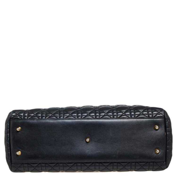 Pre Owned Dior Black Cannage Leather Soft Lady Dior Shopper Tote