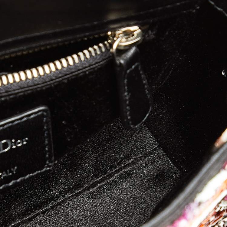 Pre Owned Dior Multicolor Leather Embroidered Lady Dior Tote