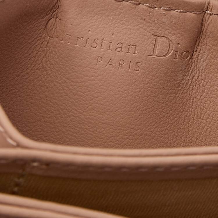 Pre Owned Dior Beige Ultramatte Cannage Leather Lady Dior 5 Gusset Card Holder