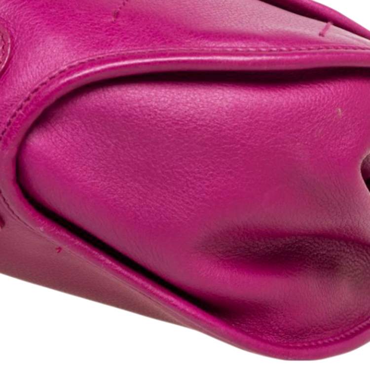 Pre Owned Dior Pink Leather 61 Bejeweled Hobo 