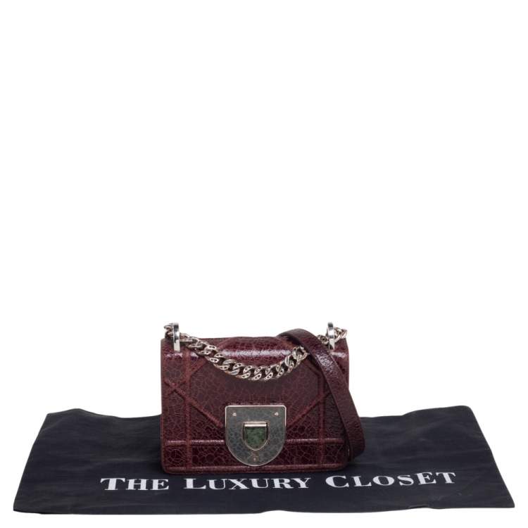 Pre Owned Dior Burgundy Ceramic Effect Leather Diorama Club Shoulder Bag