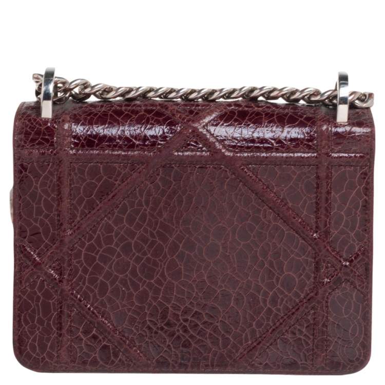 Pre Owned Dior Burgundy Ceramic Effect Leather Diorama Club Shoulder Bag