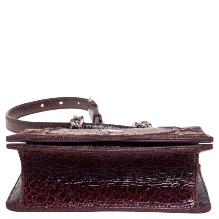 Pre Owned Dior Burgundy Ceramic Effect Leather Diorama Club Shoulder Bag