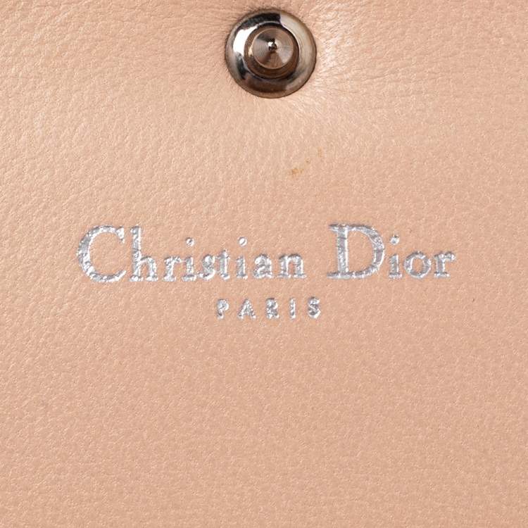Pre Owned Dior Beige Leather Diorama Trifold Wallet