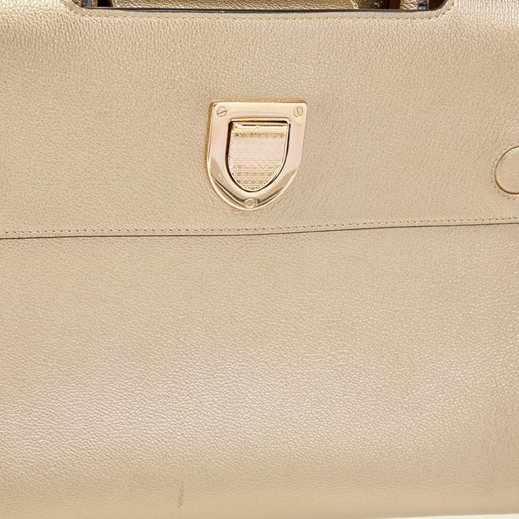 Pre Owned Dior Metallic Gold Leather Medium Diorever Bag