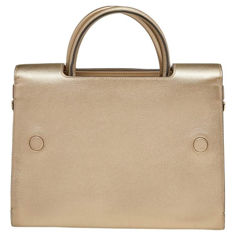 Pre Owned Dior Metallic Gold Leather Medium Diorever Bag
