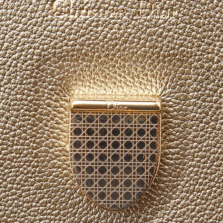 Pre Owned Dior Metallic Gold Leather Medium Diorever Bag