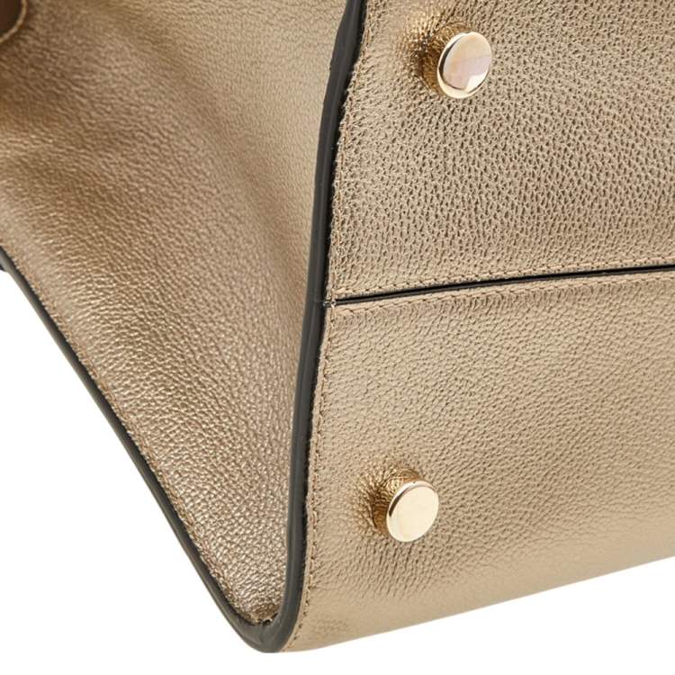 Pre Owned Dior Metallic Gold Leather Medium Diorever Bag