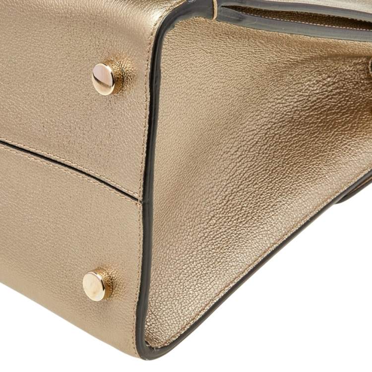 Pre Owned Dior Metallic Gold Leather Medium Diorever Bag
