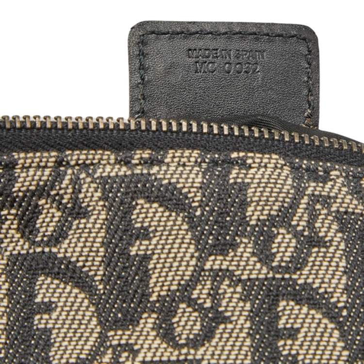 Pre Owned Dior Black/Beige Oblique Jacquard Saddle Pouch