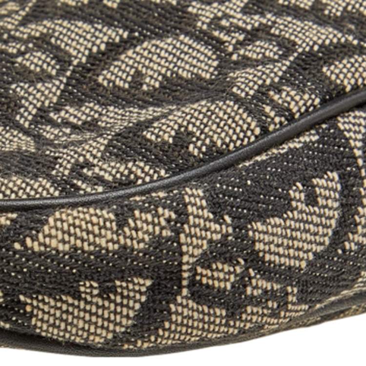 Pre Owned Dior Black/Beige Oblique Jacquard Saddle Pouch