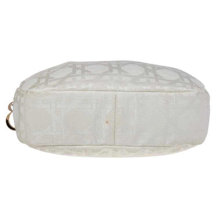 Pre Owned Dior White Cannage Canvas Medium Lady Dior Hobo