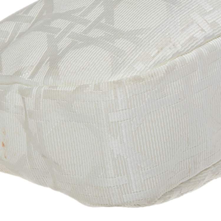 Pre Owned Dior White Cannage Canvas Medium Lady Dior Hobo