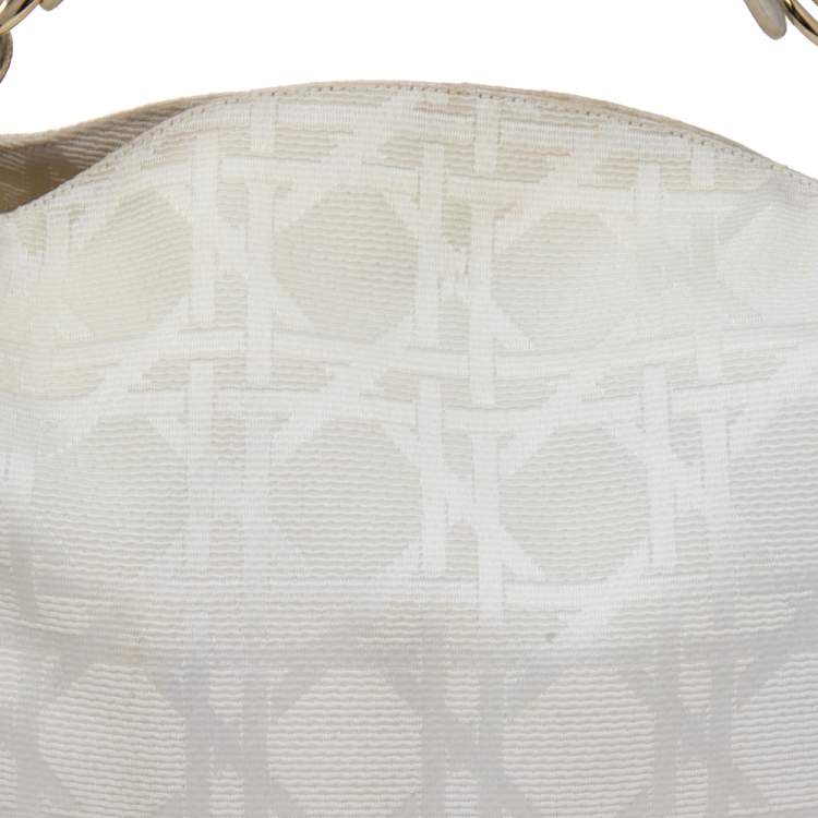 Pre Owned Dior White Cannage Canvas Medium Lady Dior Hobo