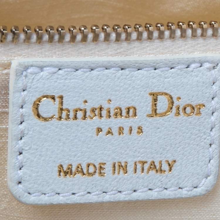 Pre Owned Dior White Cannage Canvas Medium Lady Dior Hobo