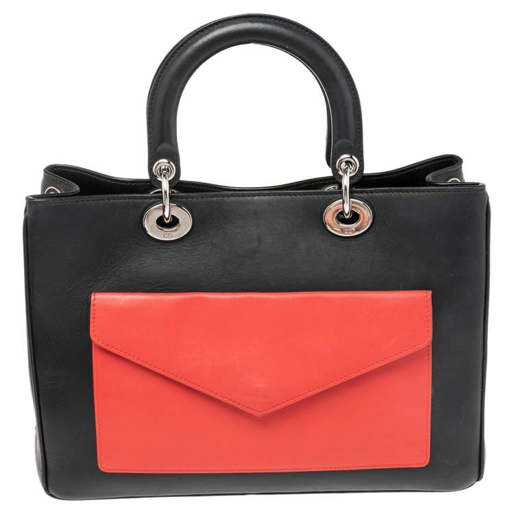 Pre Owned Dior Tri Color Leather Diorissimo Pocket Tote