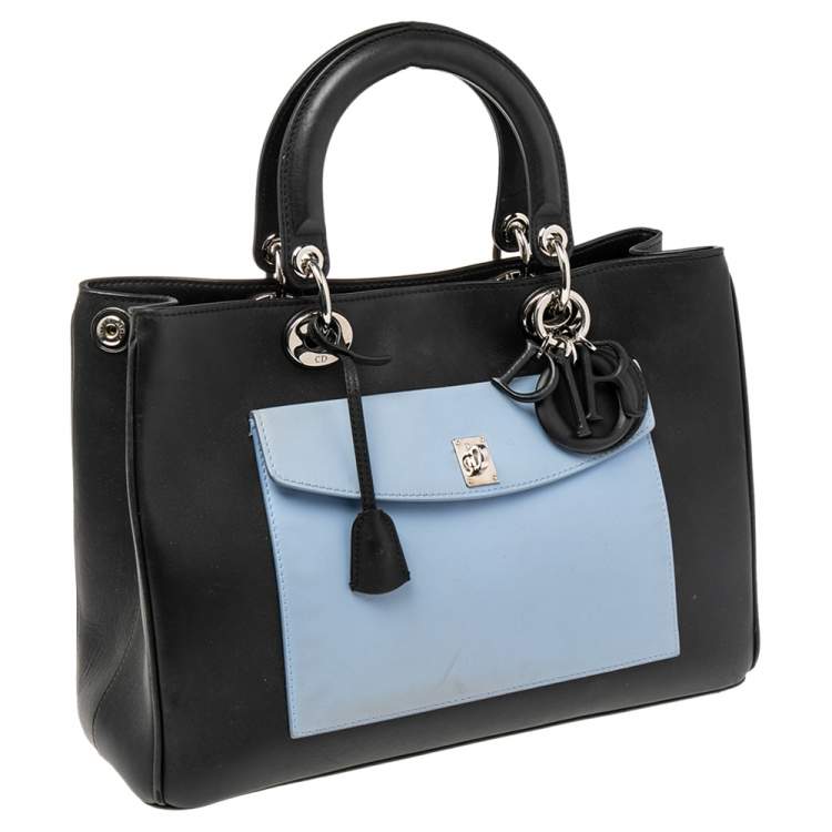 Pre Owned Dior Tri Color Leather Diorissimo Pocket Tote