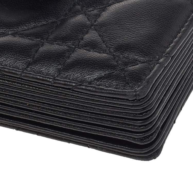 Pre Owned Dior Black Cannage Leather Lady Dior 5 Gusset Card Holder