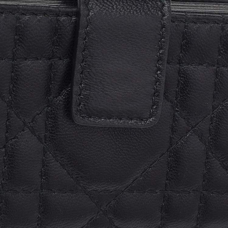 Pre Owned Dior Black Cannage Leather Lady Dior 5 Gusset Card Holder