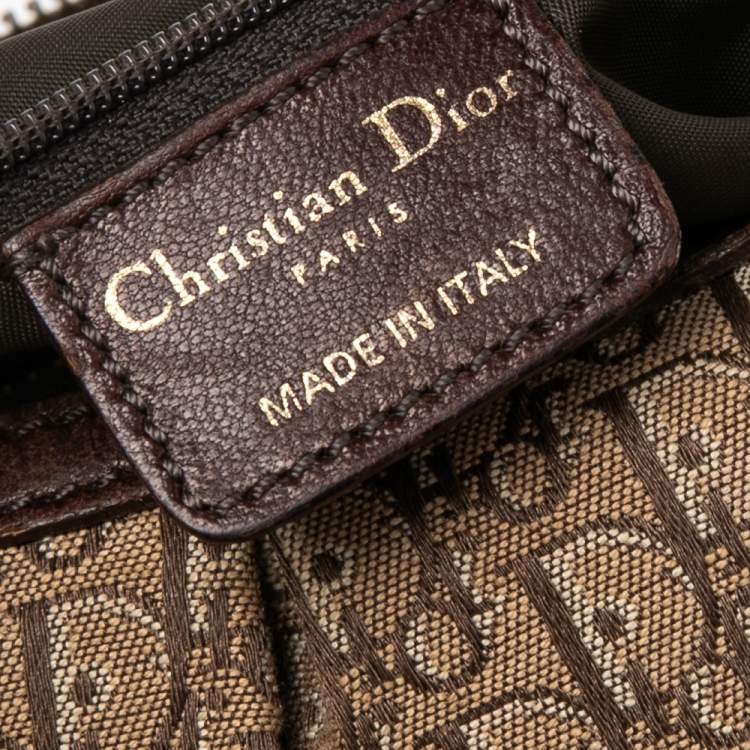 Pre Owned Dior Brown/Beige Oblique Canvas and Leather Ethnic Hobo