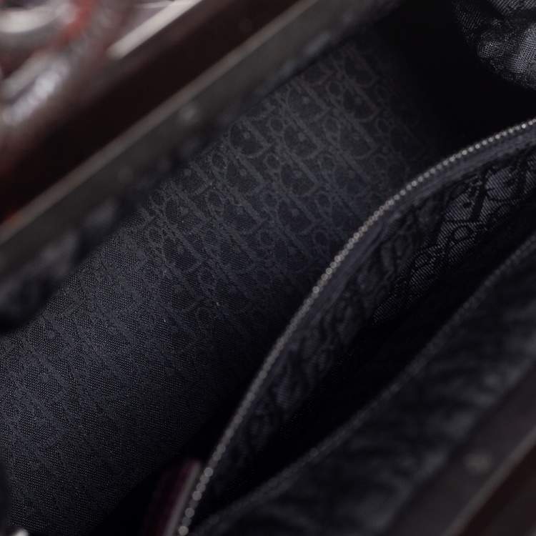 مملوكة مسبقًا Dior Dark Brown Woven Leather Limited Edition Samourai Armour Frame Bag