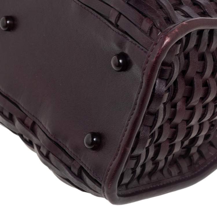 مملوكة مسبقًا Dior Dark Brown Woven Leather Limited Edition Samourai Armour Frame Bag