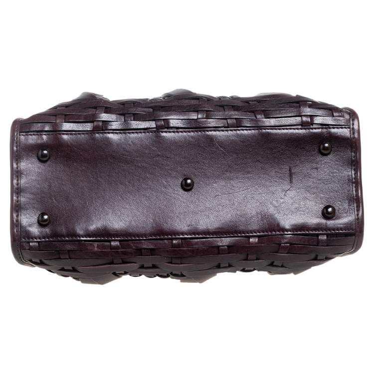 مملوكة مسبقًا Dior Dark Brown Woven Leather Limited Edition Samourai Armour Frame Bag