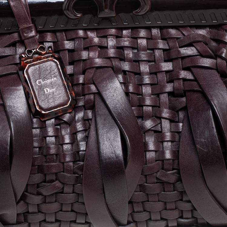 مملوكة مسبقًا Dior Dark Brown Woven Leather Limited Edition Samourai Armour Frame Bag
