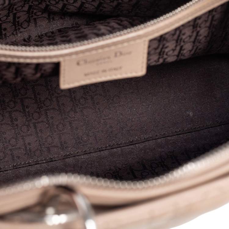 Pre Owned Dior Beige Cannage Quilted Leather Large Lady Dior Tote