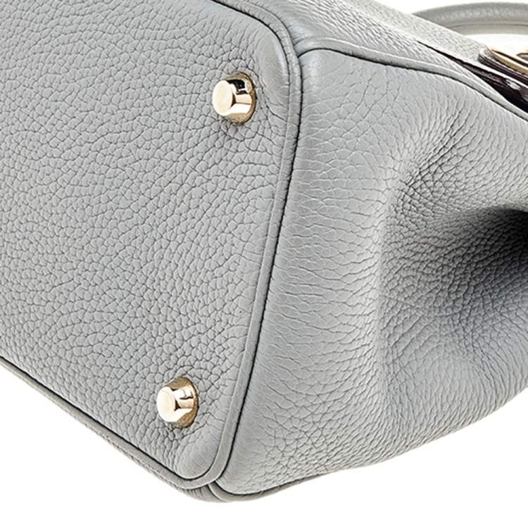 Pre Owned Dior Grey Leather Small Be Dior Top Handle Bag