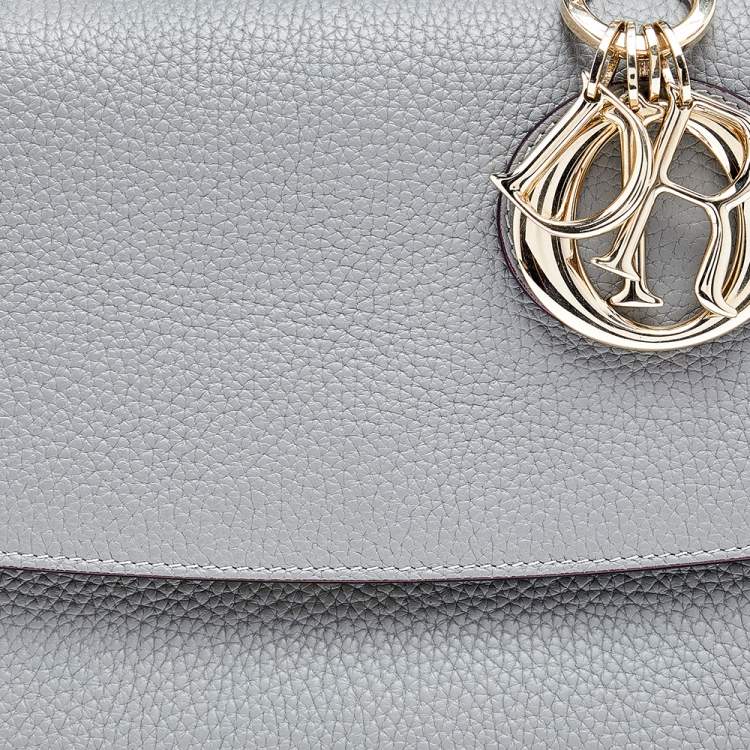 Pre Owned Dior Grey Leather Small Be Dior Top Handle Bag