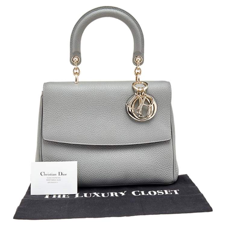 Pre Owned Dior Grey Leather Small Be Dior Top Handle Bag