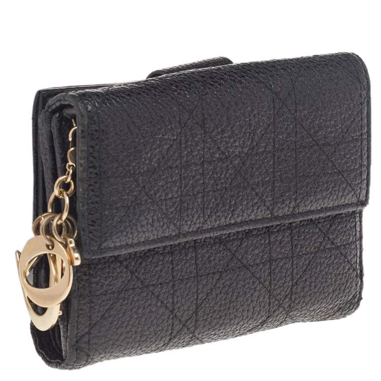 Pre Owned Dior Black Leather Lady Dior Wallet