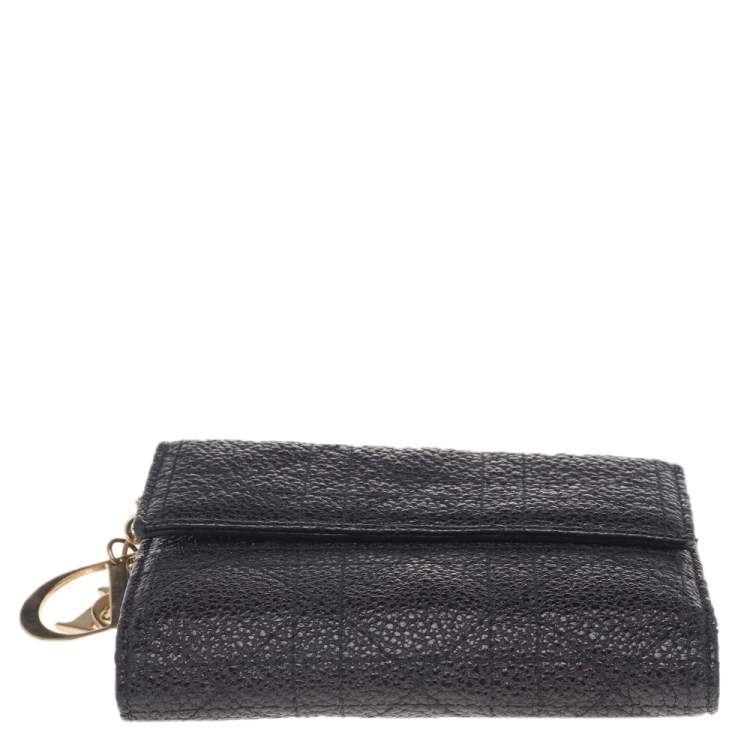 Pre Owned Dior Black Leather Lady Dior Wallet