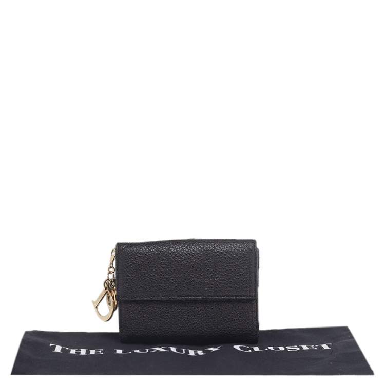Pre Owned Dior Black Leather Lady Dior Wallet