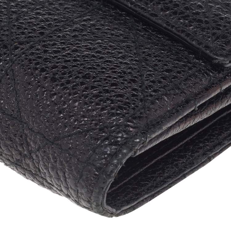 Pre Owned Dior Black Leather Lady Dior Wallet