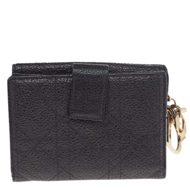 Pre Owned Dior Black Leather Lady Dior Wallet